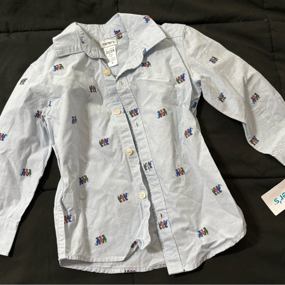 Carter's Blue Kids Shirt with Colorful Bear Print